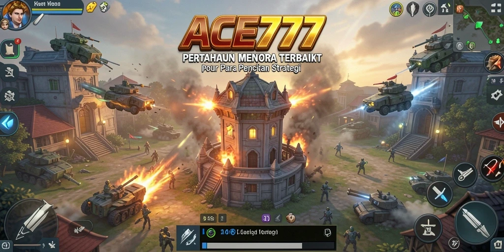 Screenshot ACE777 menampilkan aksi intens dalam game Tower Defense.