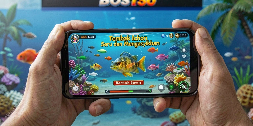 Screenshot BOS138 menampilkan aksi seru dalam menembak ikan.