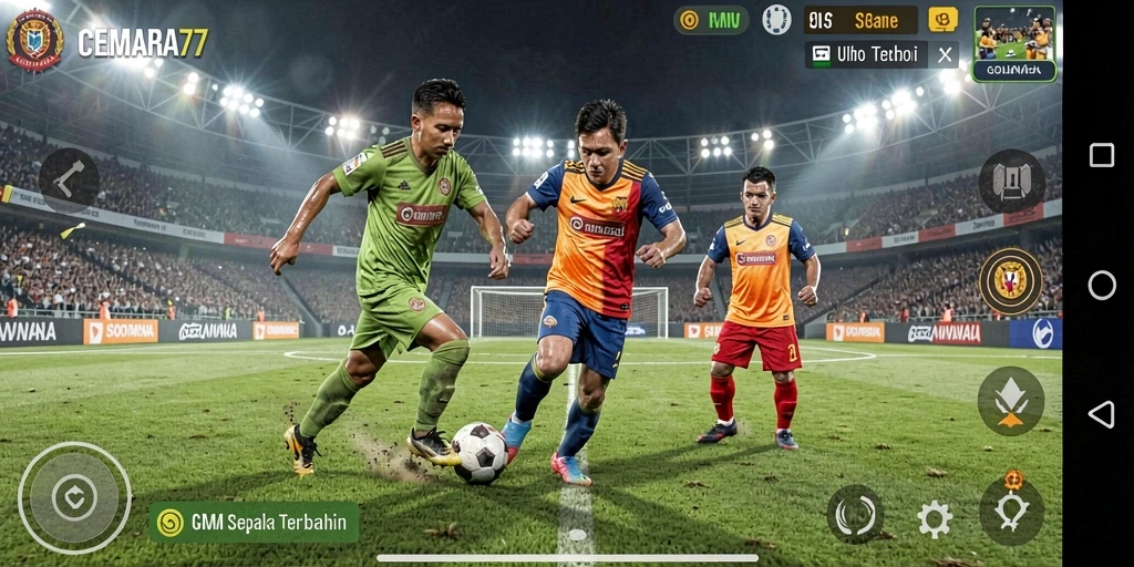 Tampilan gameplay menarik dalam permainan sepak bola CEMARA77.