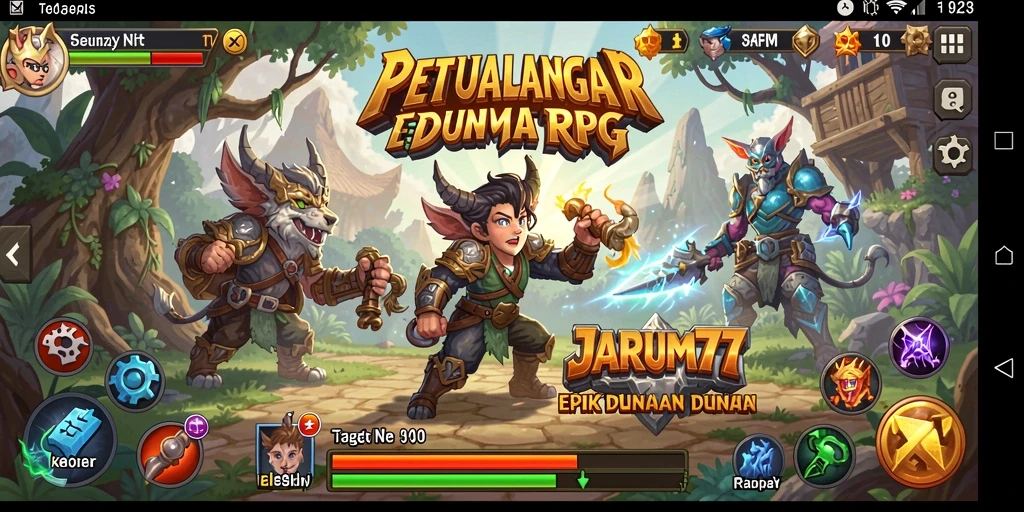 Screenshot menampilkan aksi epik dalam permainan RPG JARUM77.