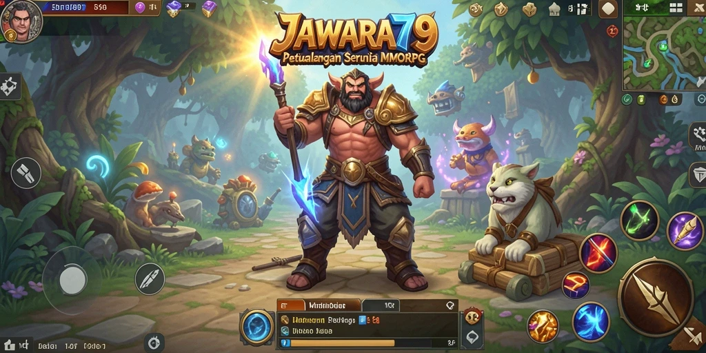 Screenshot JAWARA79 menampilkan karakter beraksi dalam pertempuran MMORPG.