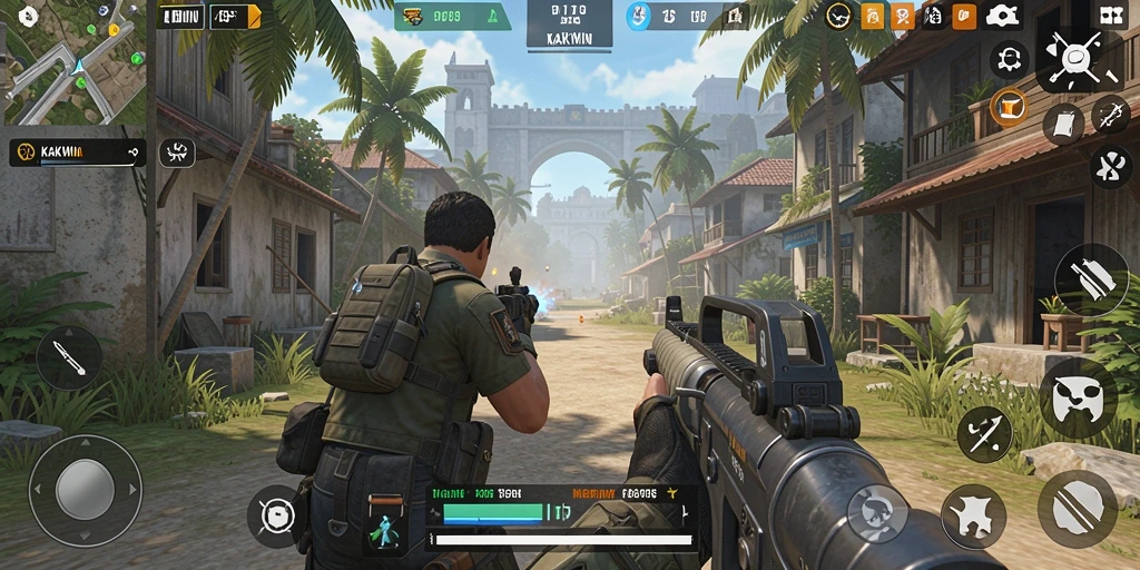 Tangkapan layar gameplay KAKWIN menunjukkan aksi seru dalam pertempuran TPS.