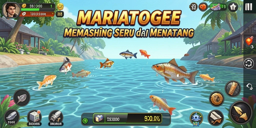 Screenshot MARIATOGEL menampilkan suasana memancing yang menegangkan dan menarik.
