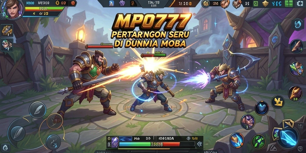 Tampilan screenshot MPO777 yang menunjukkan aksi intens dalam pertempuran MOBA.