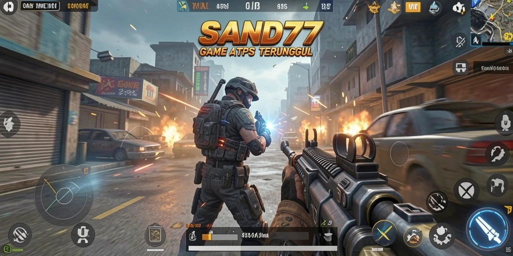 Tampilan screenshot permainan SAND77 yang mendebarkan dengan aksi TPS.