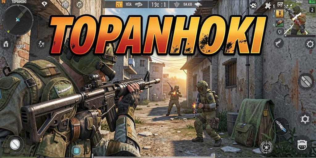 Screenshot utama menampilkan gameplay intens dari TOPANHOKI.