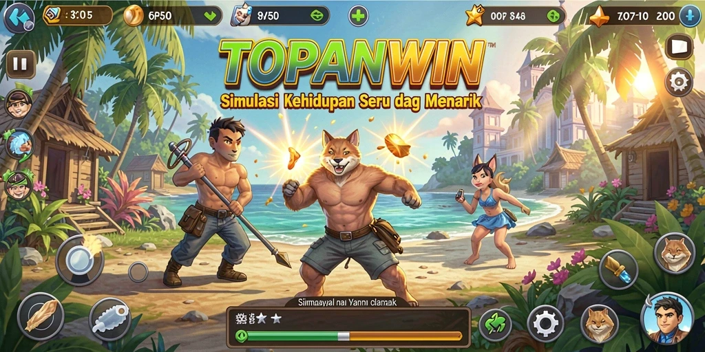 Screenshot gameplay TOPANWIN yang memperlihatkan kehidupan karakter yang aktif.